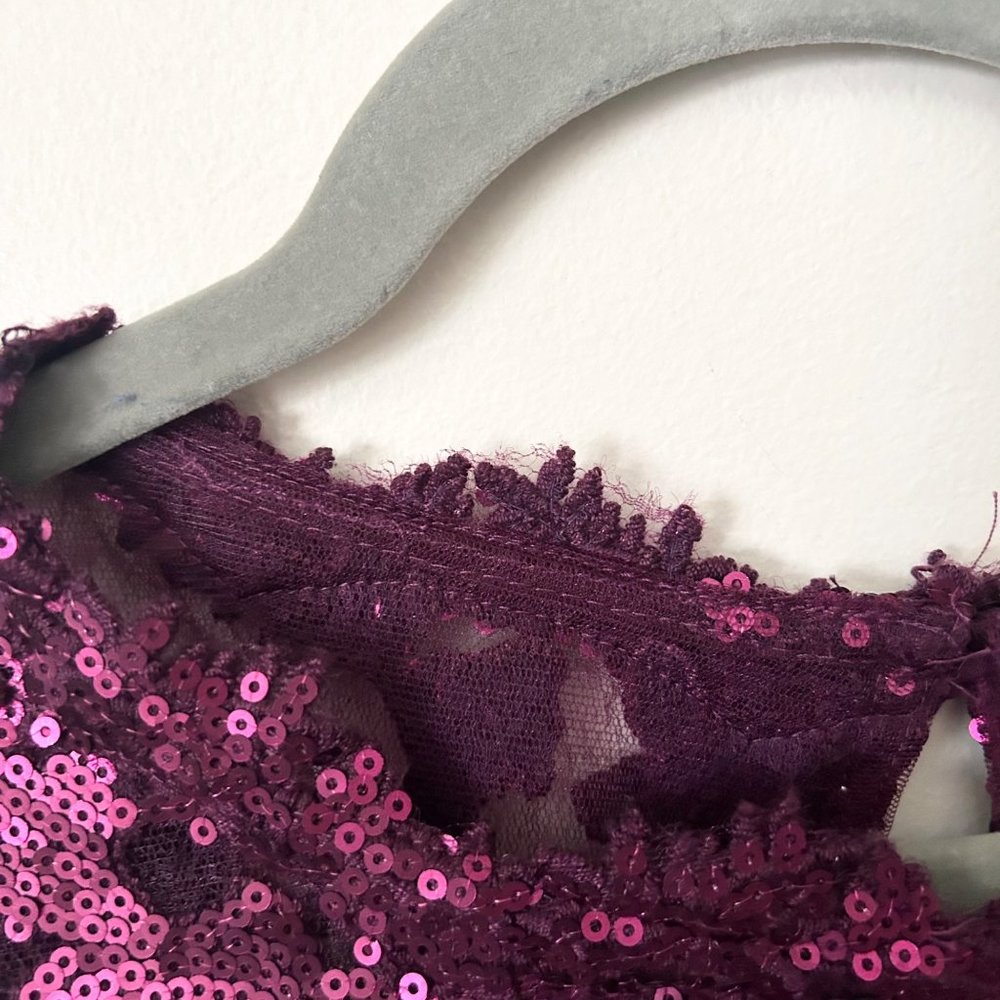 NWT Adrianna Papell Sequin Illusion 3/4 Sleeve Ruched Skirt Gown - Picture 7 of 10